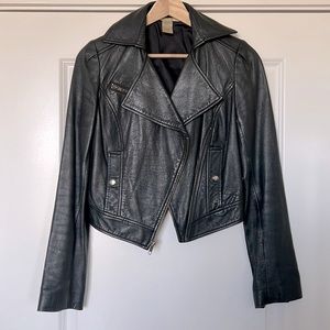 Diane von Furstenberg Navy Leather Jacket